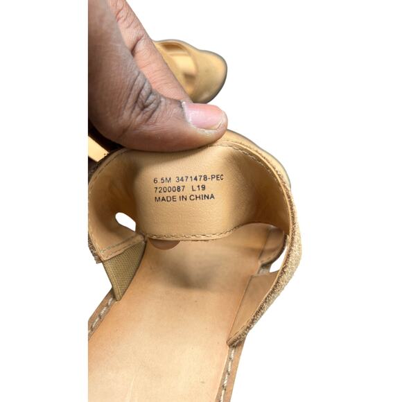 🩴 Frye And Co 6.5M Tan Suede Leather Strappy Slide Sandals Minimalist 90s - Picture 6 of 6